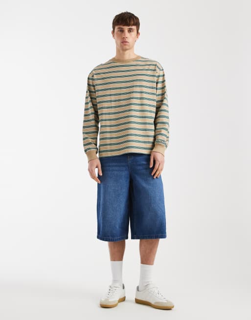 Redefined Rebel Titus long sleeve t-shirt in green stripe, 2 of 5
