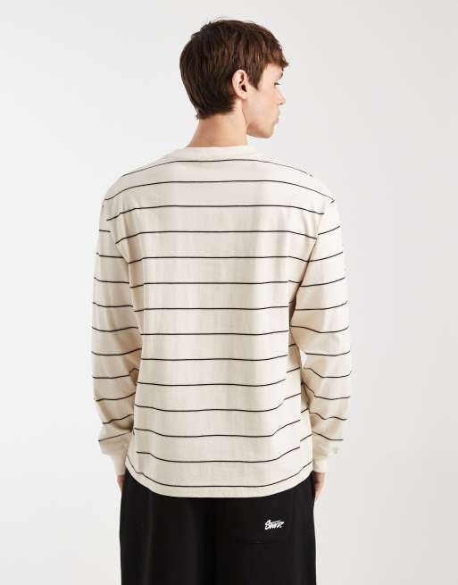 Redefined Rebel Titus striped long sleeve T-shirt in off white, 3 of 5