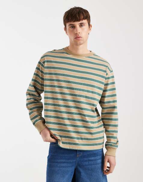 Redefined Rebel - Titus - T-shirt a maniche lunghe verde a righe - view 1