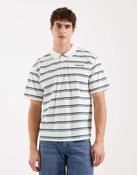 Redefined Rebel – Torrey – Biała koszulka polo oversize z krótkimi rękawami w kolorowe paski - view 1