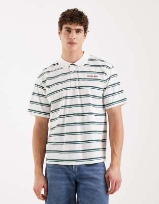 Redefined Rebel Torrey Short Sleeve Striped Oversized Polo Shirt In Multi