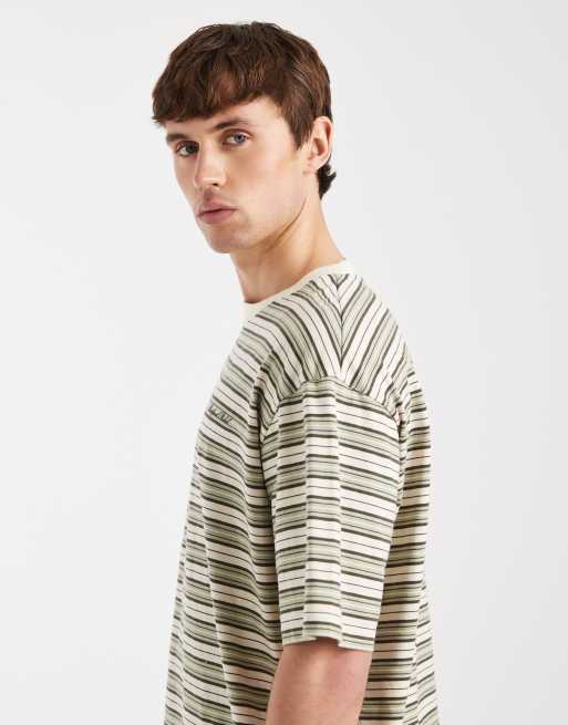 Redefined Rebel – Tyler – Beżowy T-shirt w paski, 4 z 5