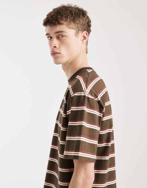Redefined Rebel - Tyler - T-shirt met strepen in bruin, 4 van 5