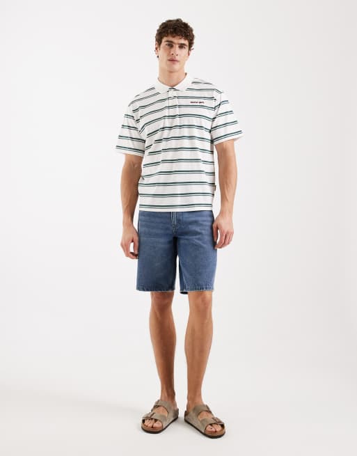 Redefined Rebel Valencia loose fit denim shorts in mid blue, 2 of 5