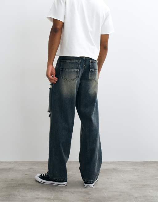 Redefined Rebel - vaqueros baggy Kingston desgastados en azul empolvado, 2 de 5