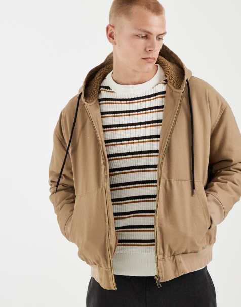 Redefined Rebel veste oversize à capuche coupe boxy doublée beige - view 1