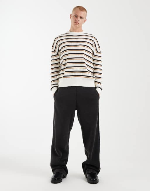 Redefined Rebel – Vit, randig, stickad tröja i oversize, 2 av 5