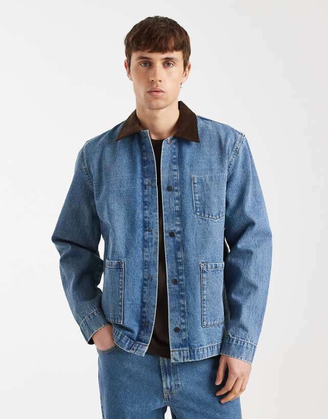 MEER.メーア　COLLAR RUFFLES DENIM JAKET Redefined Rebel Wallace denim utility style jacket with contrast