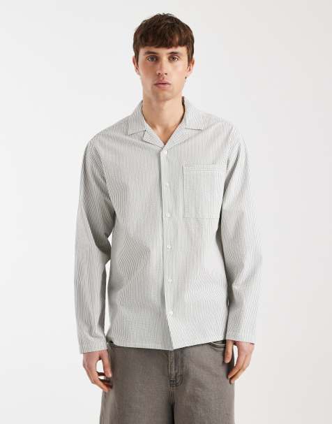 Redefined Rebel Westin boxy shirt in green stripes - view 1