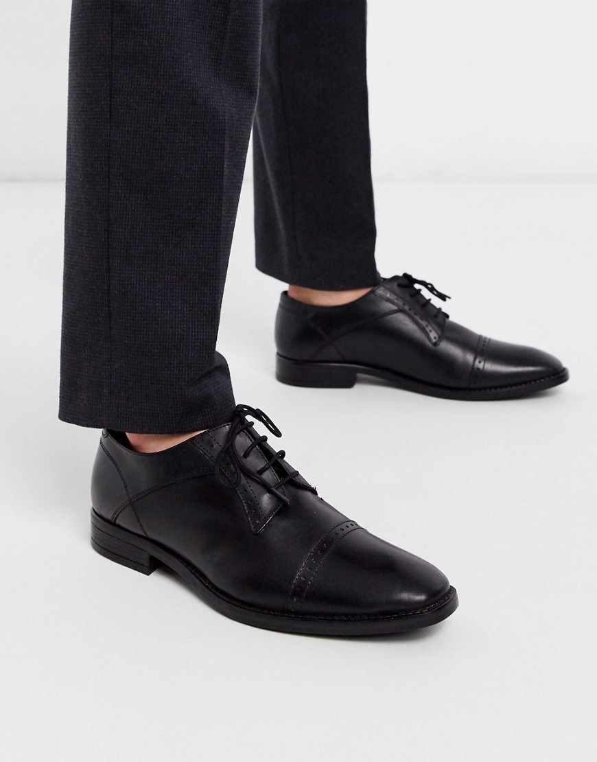 Redfoot - derby sko med tåhætte og snørebånd i sort læder