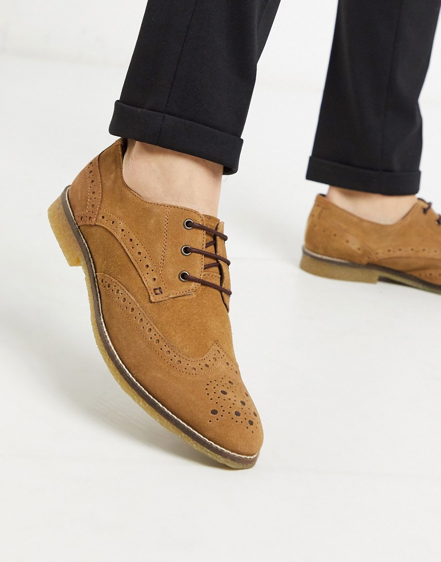 Redfoot - Desert boots brogue stringate in camoscio castagna-Cuoio