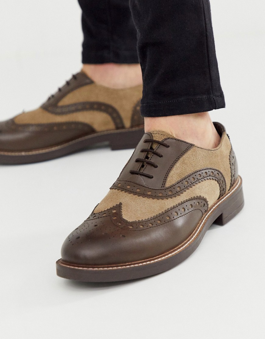 Redfoot leather brogue shoe in brown