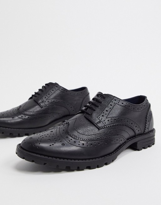 Redfoot leather chunky sole brogue shoes in black