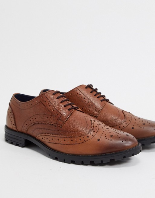 Redfoot leather chunky sole brogue shoes in brown