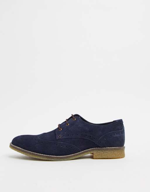 Redfoot - Polacchine brogue stringate in camoscio blu navy