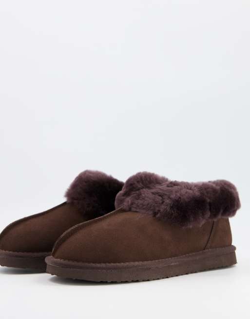 Redfoot sheepskin boot slippers in chocolate ASOS