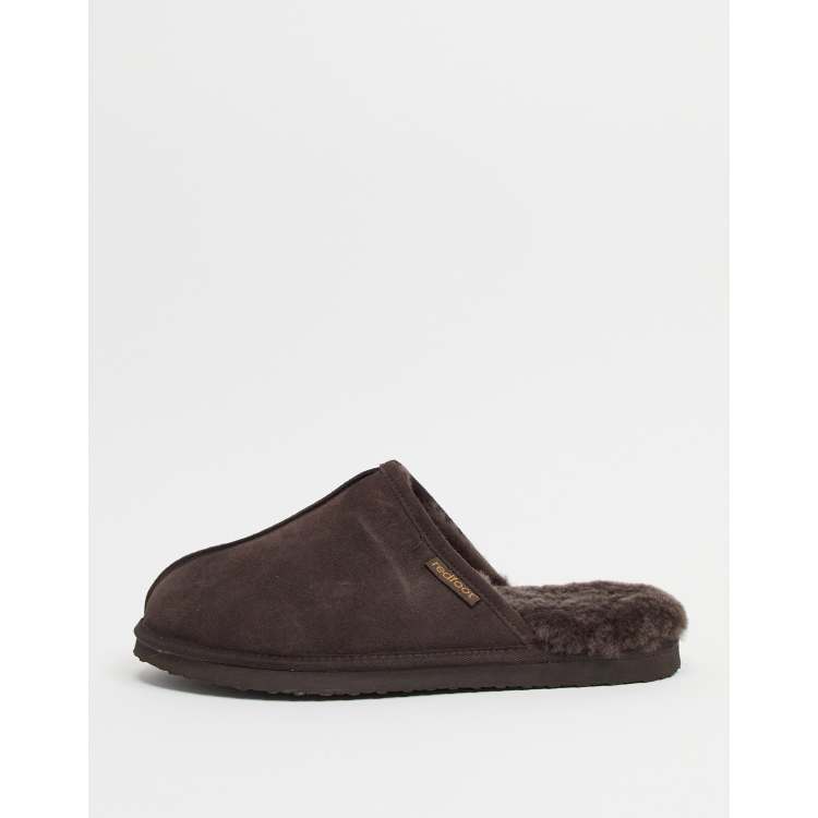 Redfoot sheepskin mule slippers in chocolate