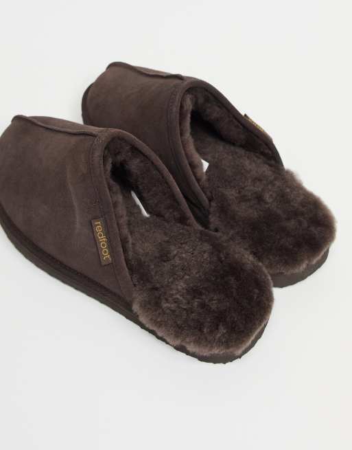 Redfoot sheepskin mule slippers in chocolate