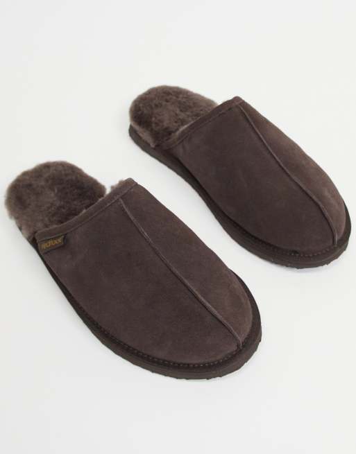 Redfoot sheepskin mule slippers in chocolate