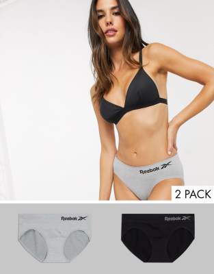 Reebok 2 pack seamless briefs in black & white