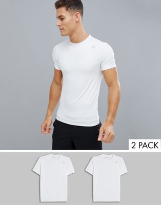 Reebok – 2-pack vita t-shirtar med smal passform