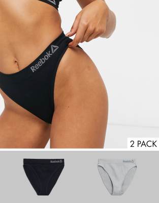 Reebok 2 pack seamless briefs in black & white