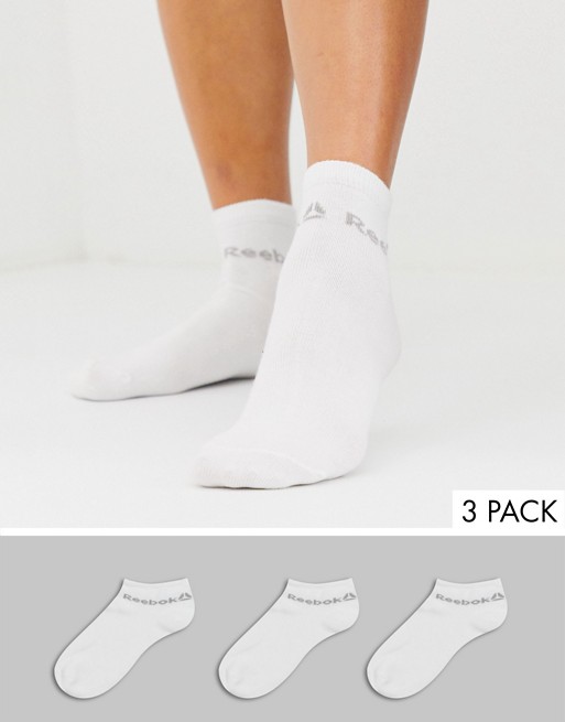 Reebok 3 pack ankle socks in white