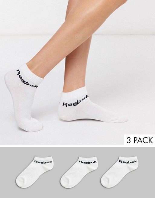 Reebok Training 3 pack ankle socks in white