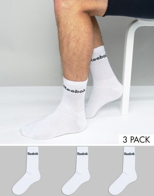 Reebok 3 Pack Crew Socks In White 