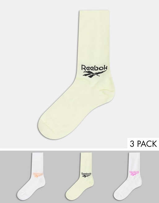 Reebok 3 pack crew socks in white