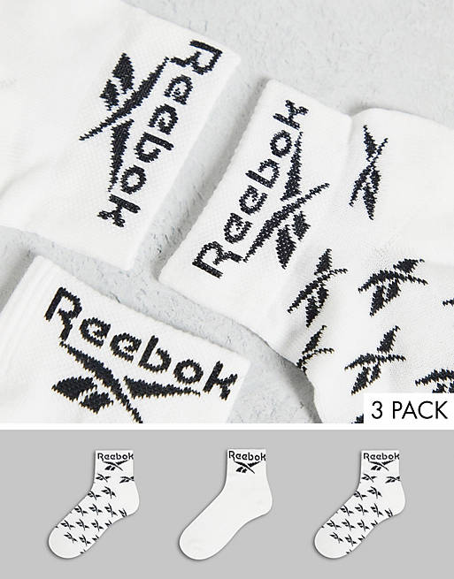 Reebok 3 pack crew socks in white