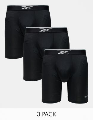 Reebok 3 pack Howe Long Sports Trunks in Black