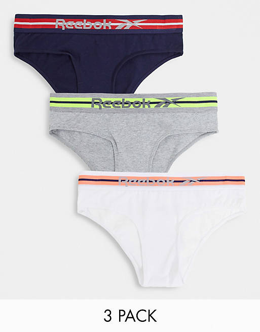 Reebok 3 pack Pansy Brief in navy grey and white