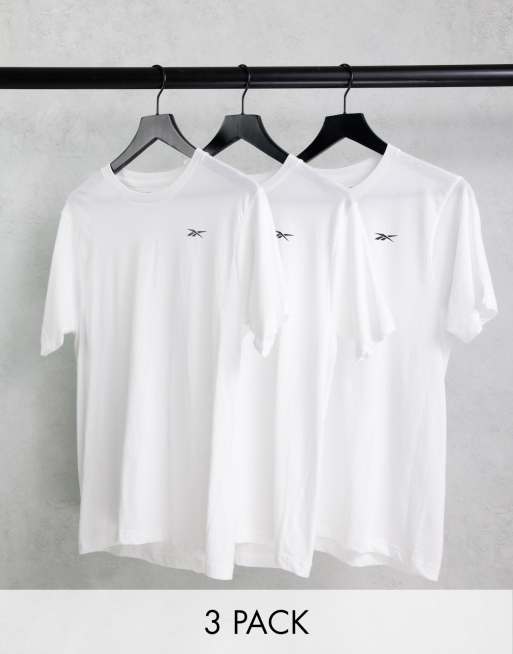 Reebok 3 pack santo crew neck tee in white