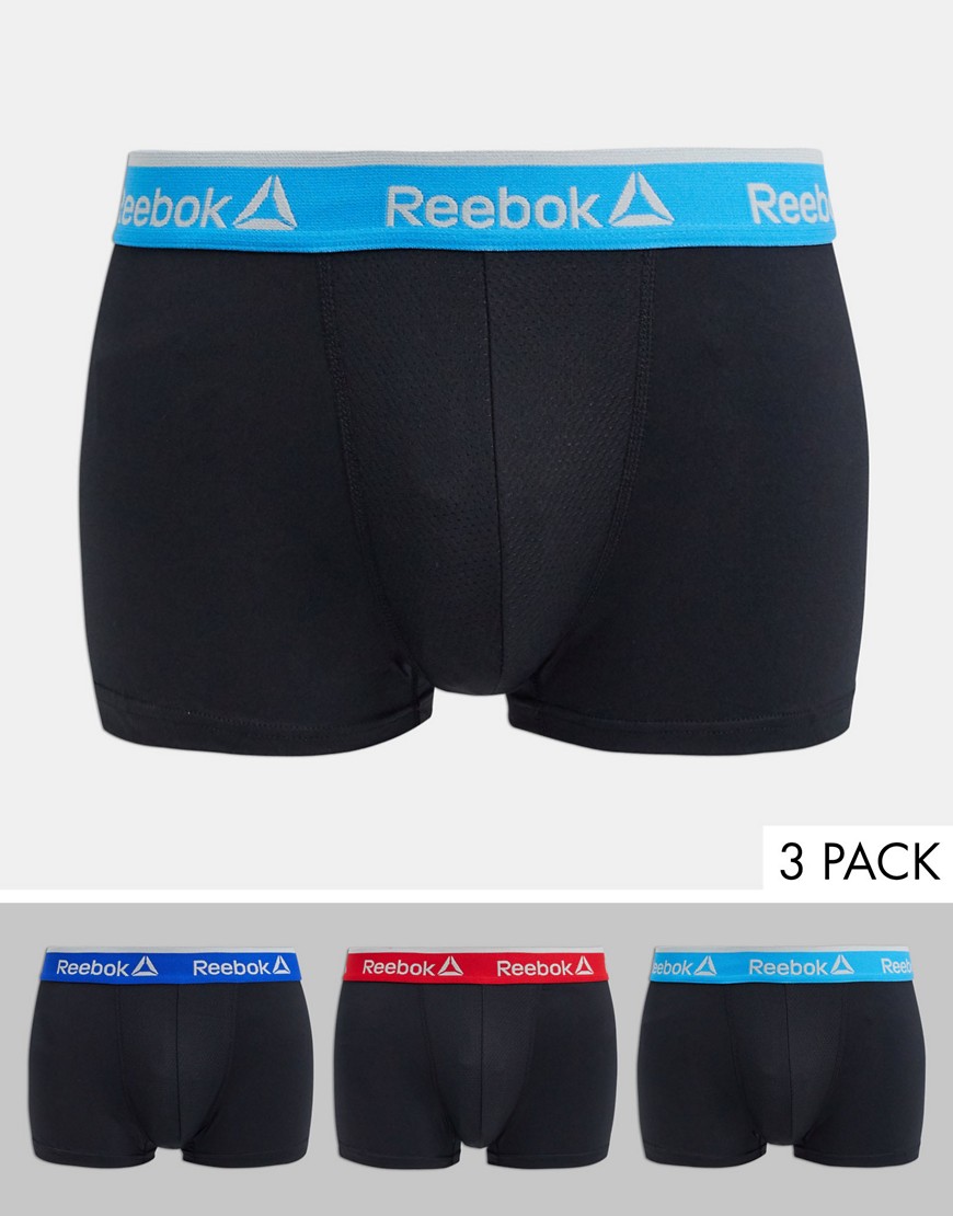 Reebok 3 pack sports trunk in black