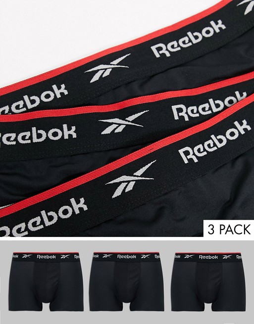 Reebok 3 pack sports trunk in black