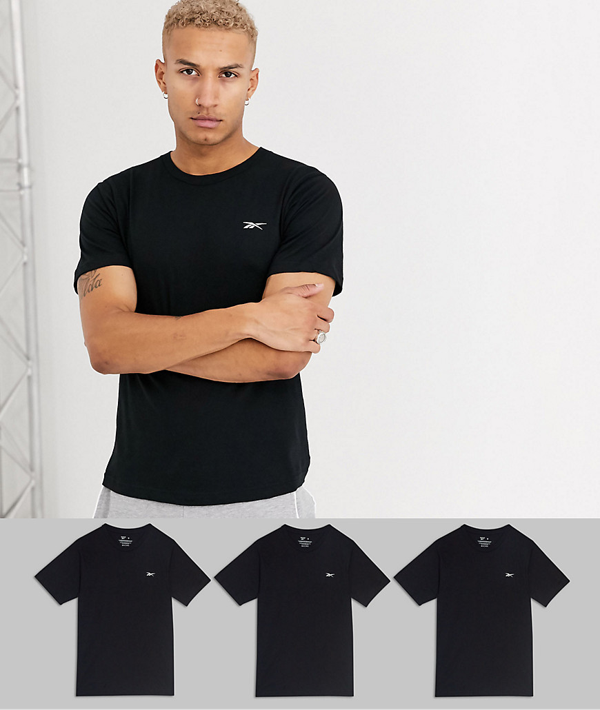 Reebok 3 pack t-shirts in black