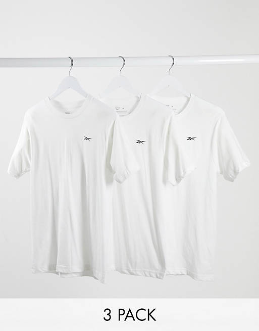 Reebok 3 pack t-shirts in white