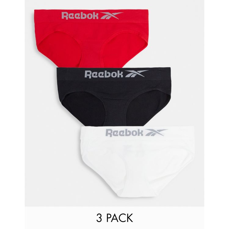 Reebok 3 pack Winifred Seamless Brief in red black and white