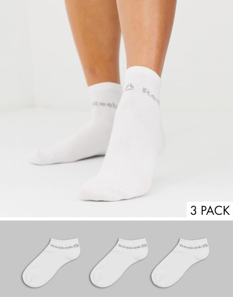 Reebok – 3er-Set Knöchelsocken in Weiß