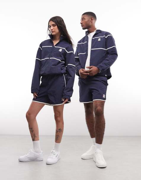 Reebok 4" woven shorts and windbreaker jacket in navy - view 1