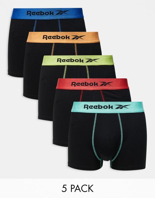 Reebok 5 pack Buchan Trunks in Black/Orange/Lime/Blue/Red/Mint