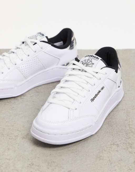 Reebok AD Court trainers in white with zebra print heel tab