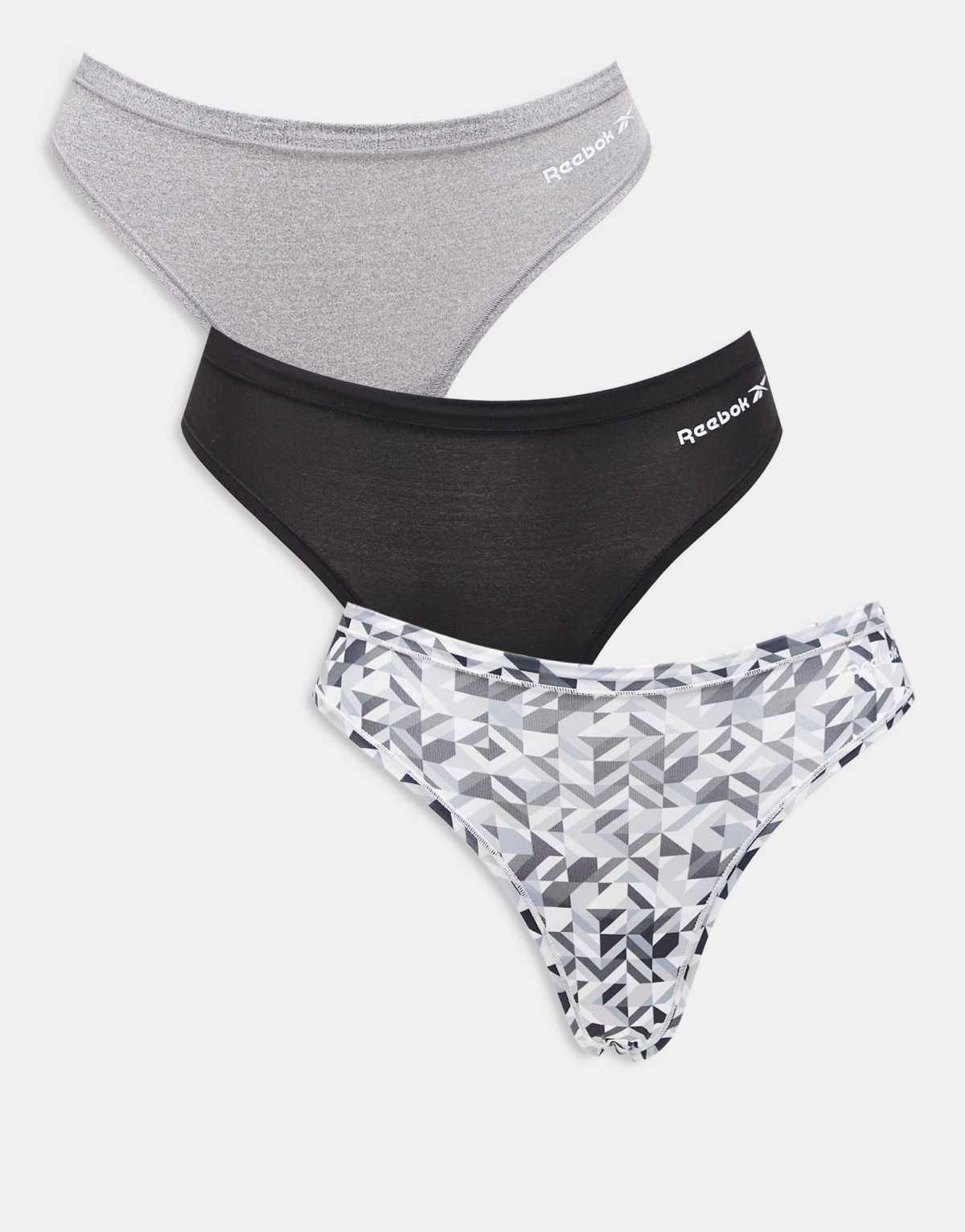 Reebok Agatha geo thongs in black