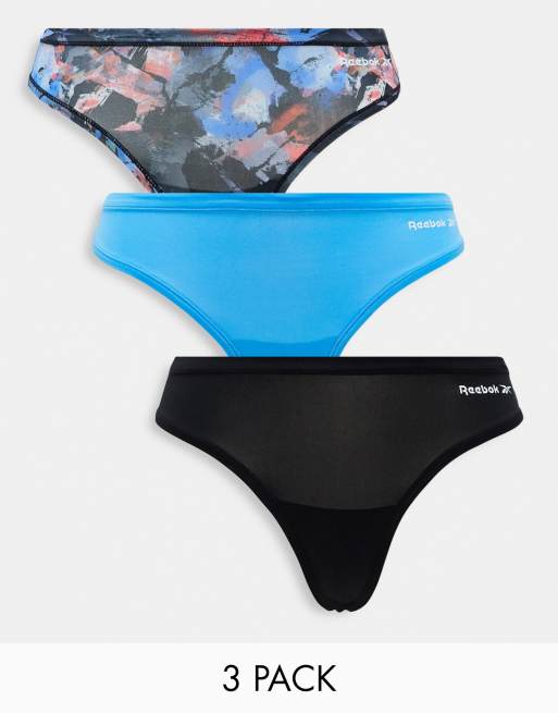 Reebok - Aggie - Set van 3 strings in abstract, zwart en aqua