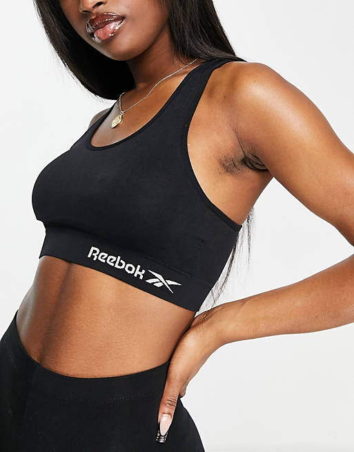 Reebok Alexa seamless crop top bra in black