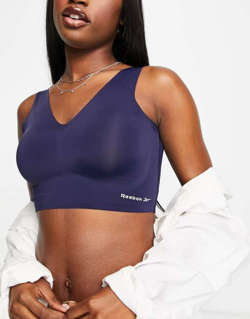 Reebok - Amina - Naadloze bandage-bralette in marineblauw