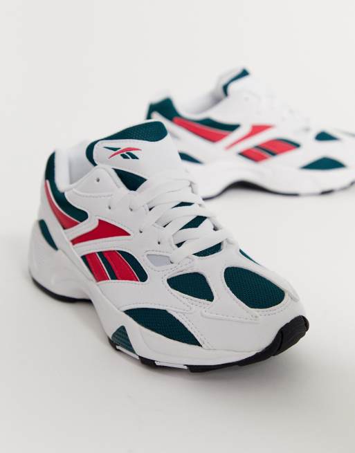 Reebok Aztrek 96 Baskets Blanc et bleu sarcelle ASOS