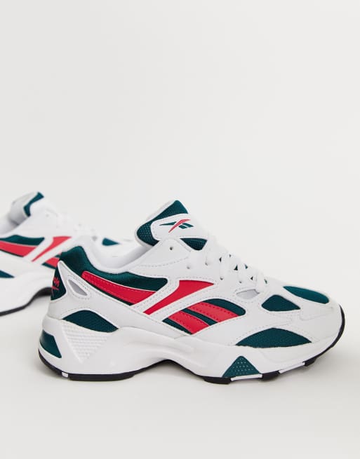 Reebok Aztrek 96 Baskets Blanc et bleu sarcelle ASOS