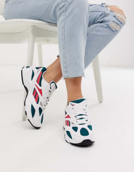 Reebok Aztrek 96 Trainers in white and teal ASOS